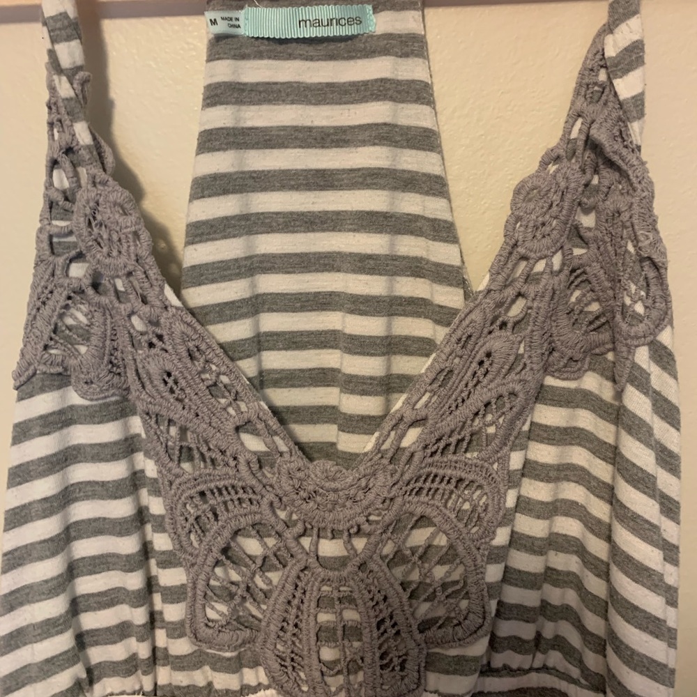 Grey and White striped Maxi